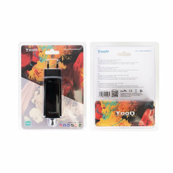 Chargeur d'ordinateur portable TooQ TQLC-USBCGAN65PD-C 65 W Chargeur d'ordinateur portable TooQ TQLC-USBCGAN65PD-C 65 W