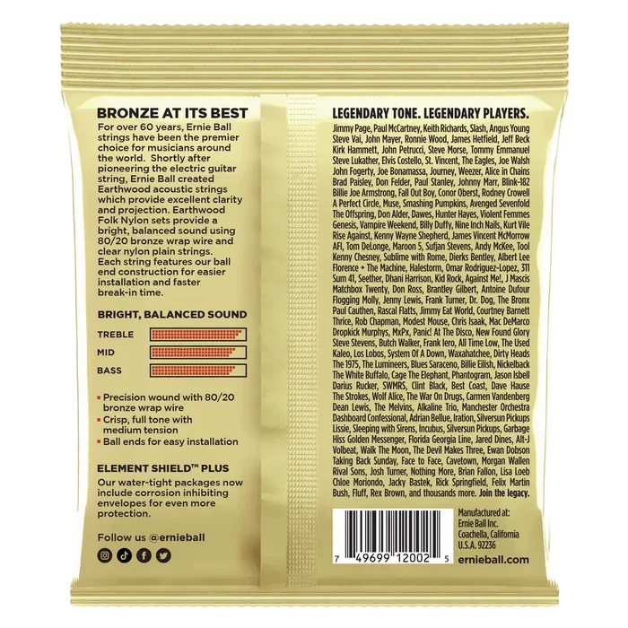 ERNIE BALL Jeu de cordes acoustiques Earthwood 80/20 Bronze Medium 13-56
