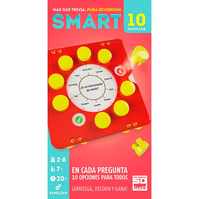 SD GAMES Smart 10 - Jeu de société familial en espagnol - À partir de 7 ans - 2 à 8 joueurs - 200 questions