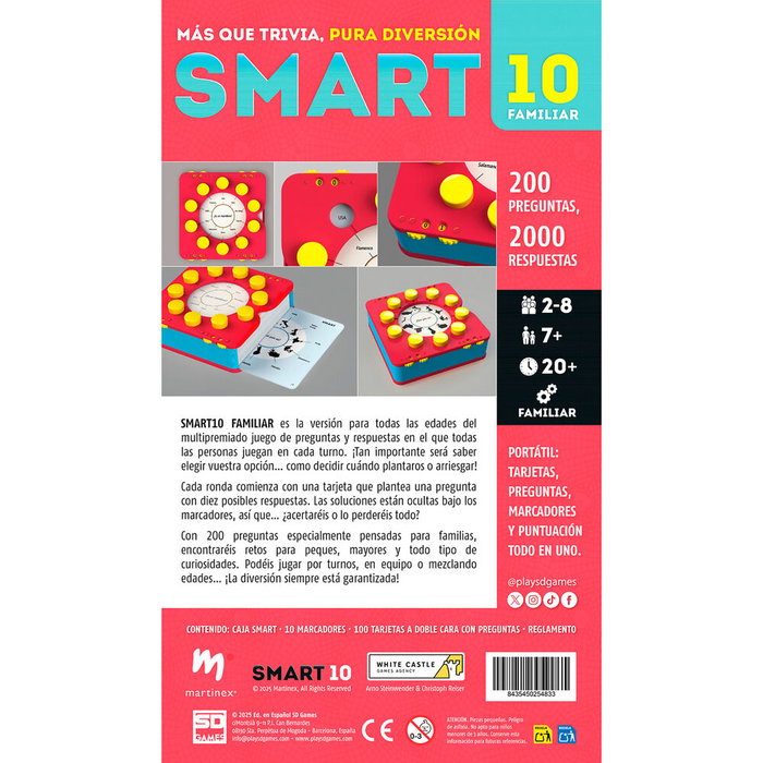 SD GAMES Smart 10 - Jeu de société familial en espagnol - À partir de 7 ans - 2 à 8 joueurs - 200 questions