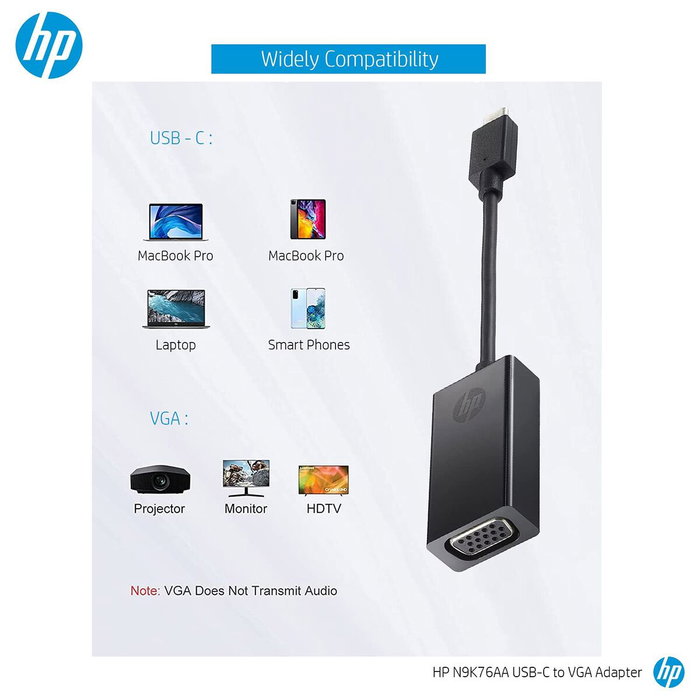 HP Adaptateur USB-C vers VGA N9K76AA HP Adaptateur USB-C vers VGA N9K76AA
