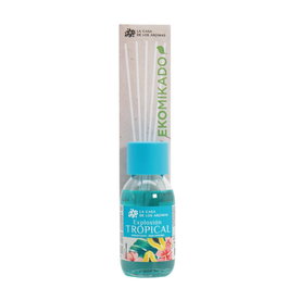 Flor De Mayo Ekomikado Tropical - Ambientador reutilizable de vidrio con aroma tropical (coco, ananas) - Flacon de 85 mL avec sticks en fibre biodegradable