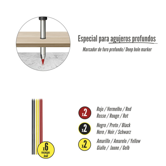 WOLFPACK LINEA PROFESIONAL Kit de 6 mines de rechange pour crayon de menuisier (3 mm)