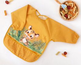 KioKids Bavoir Imperméable avec Manches Tigre Moutarde