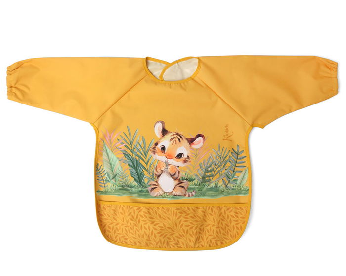 KioKids Babero Impermeable à Manches Tiger Mustard, Bavoir d'activité avec Pochette pour Enfants dès 4 mois, Petit Sauvage KioKids Babero Impermeable à Manches Tiger Mustard, Bavoir d'activité avec Pochette pour Enfants dès 4 mois, Petit Sauvage