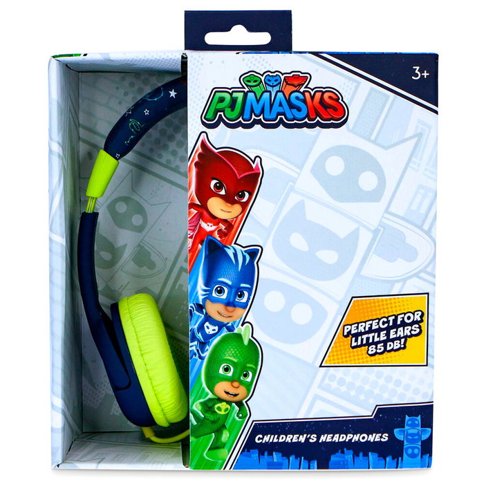 PJ Masks - Casque audio pour enfants 3-7 ans, limité à 85 dB, avec connecteur jack 3,5 mm et diademe reglable, compatible iPad, Nintendo Switch et tablettes