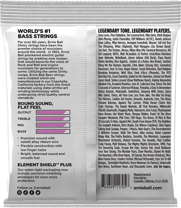 Ernieball Jeu de Cordes Flatwound Power Slinky Short Scale 55-110 pour Basse Électrique Ernieball Jeu de Cordes Flatwound Power Slinky Short Scale 55-110 pour Basse Électrique