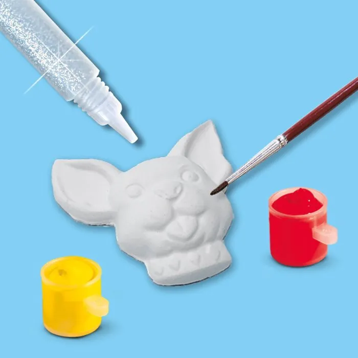 Ses Creative Kit de Moulage en Plâtre Chiens et Chats, avec Peinture Jaune Verte et Rose, pour Enfant de 5 ans et Plus, Fabriqué aux Pays-Bas