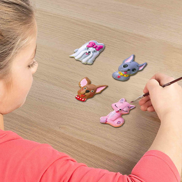 SES Creative Moulage en plâtre chiens et chats - Jaune, vert et rose