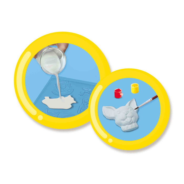 SES Creative Moulage en plâtre chiens et chats - Jaune, vert et rose