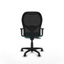 Chaise Alocén Synchro 3 positions tissu Turquoise Maille Noir Structure polyamide noire Accoudoir 1D Sans appui-tête Roulettes en nylon 50 mm