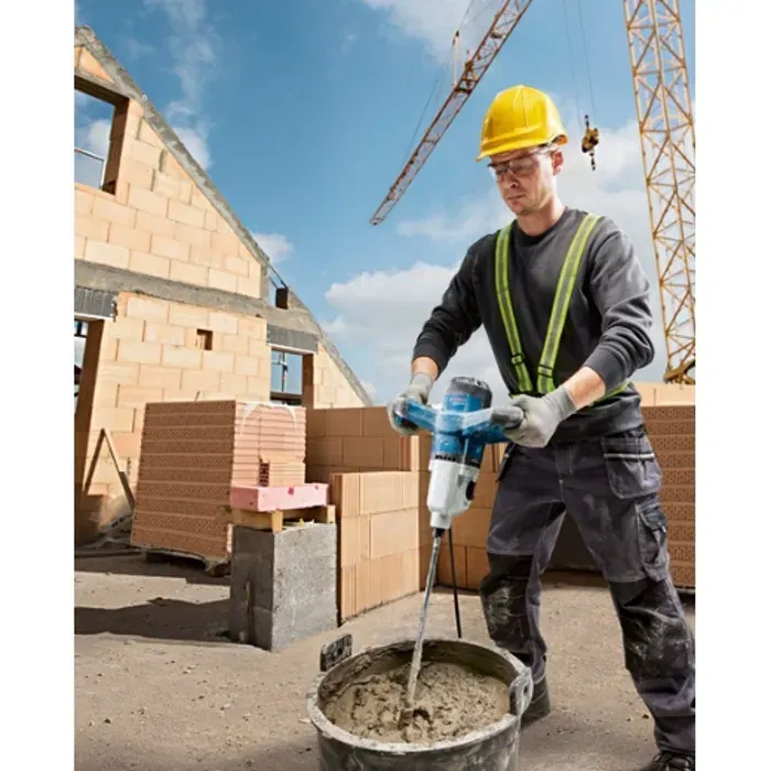 Bosch GRW 140 Mélangeur Professionnel 1400 W - Pour Plâtre, Ciment, Peinture - Capacité 40 kg - 2 Vitesses avec Fonction Soft Start