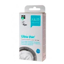 FAIR SQUARED Préservatifs Ultra Fins en Latex Naturel, Commerce Équitable, Vegan - Lot de 10 unités