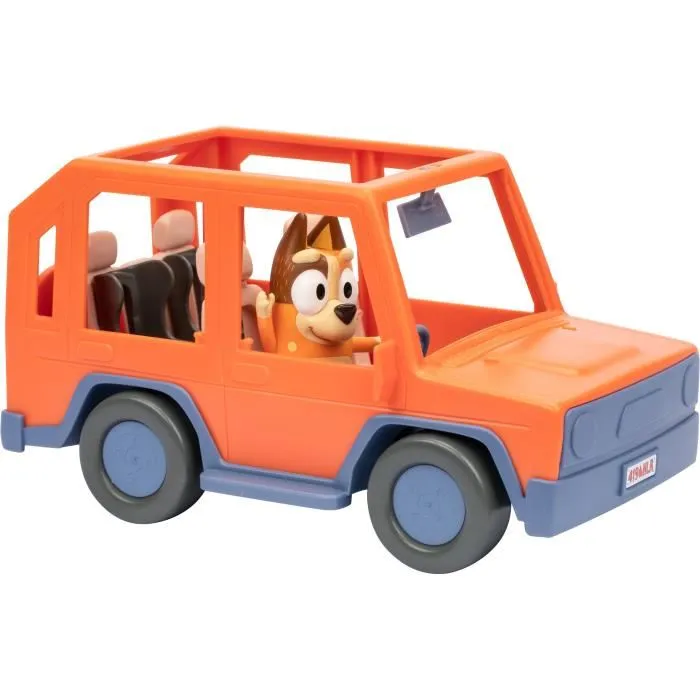 Bluey - Véhicule familial avec figurine Chilli et accessoires - Voiture de jeu avec toit ouvrant et autocollants