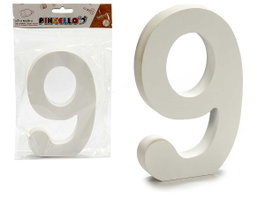 PINCELLO Numéro 9 en bois blanc 1,8x15cm, lot de 12
