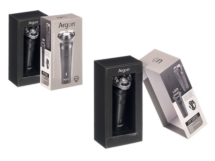 Argon Tondeuse à barbe 3 têtes Noir 600mAh USB rechargeable 5.7 x 15.8 x 5.5 cm (Set de 12)