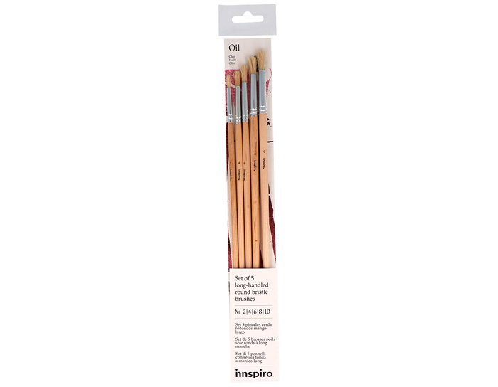 Innspiro Set de 5 pinceaux ronds à manche long n° 2, 4, 6, 8, 10 Innspiro Set de 5 pinceaux ronds à manche long n° 2, 4, 6, 8, 10