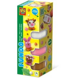 Ses Creative Pâte à Modeler FunDo - Animaux de la Ferme (3 x 90 g + 1 x 40 g), Set Interactif pour Enfants avec Instructions