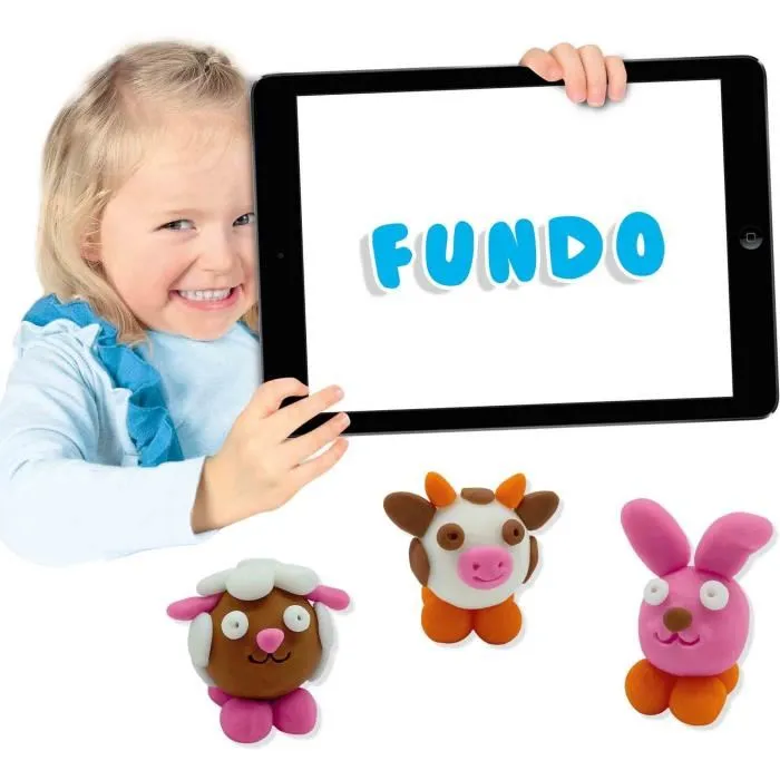 Ses Creative Pâte à Modeler FunDo - Animaux de la Ferme (3 x 90 g + 1 x 40 g), Set Interactif pour Enfants avec Instructions