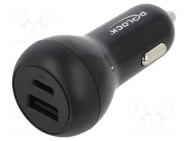 DELOCK Chargeur de voiture USB-A et USB-C 20W