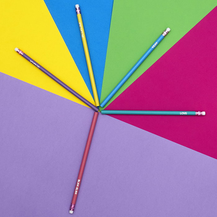 The Concept Factory Ensemble de 5 crayons avec gomme, collection RAINBOW