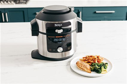 Ninja OL750EU Olla Électrique Multifonction 14-en.1 SmartLid Multi Cooker Foodi Max 7,5 Litres - Cocción a Presión, Freidora de Aire, Combi-Steam