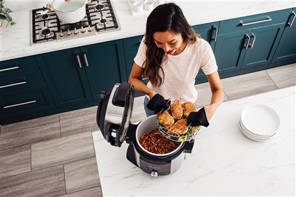 Ninja OL750EU Olla Électrique Multifonction 14-en.1 SmartLid Multi Cooker Foodi Max 7,5 Litres - Cocción a Presión, Freidora de Aire, Combi-Steam