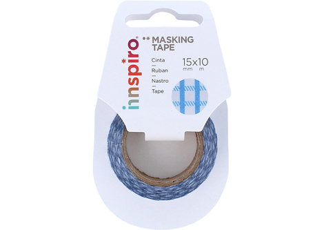 Innspiro Cinta masking tape Washi bleu carrés série Ultramar 15mm x 10cm