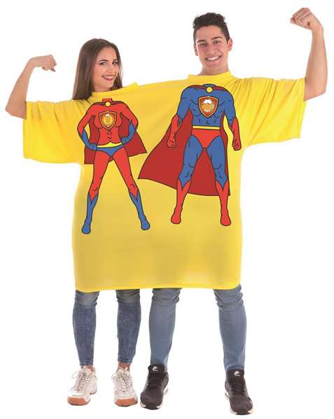 Creaciones Llopis Camiseta Doble Super Héroes - Déguisement adulte en T-shirt double face - Taille L