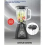 Arthur Martin AMPB40 Blender, Bol en verre gradué 1.5L, 400W, 2 Vitesses + Fonction Pulse, Gris, 4 Lames en Acier Inoxydable
