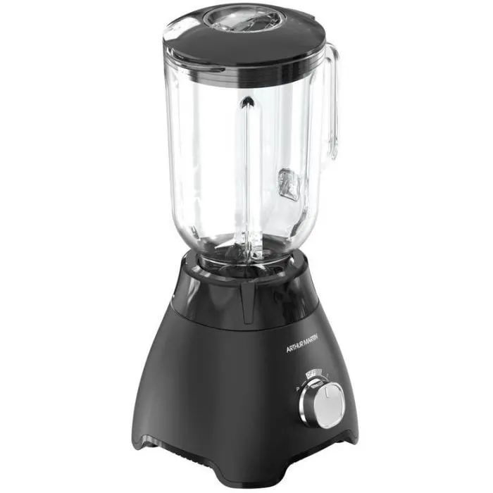 Arthur Martin AMPB40 Blender, Bol en verre gradué 1.5L, 400W, 2 Vitesses + Fonction Pulse, Gris, 4 Lames en Acier Inoxydable