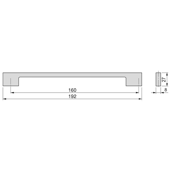 Emuca Lot de 5 poignées pour meubles Montréal, L192mm, entraxe 160mm, Zamak, Nickel satiné
