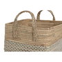 Set de basket Home ESPRIT Blanc Naturel Marron Clair PVC Herbier marin Joncs 43 x 38 x 36 cm 2 Pièces