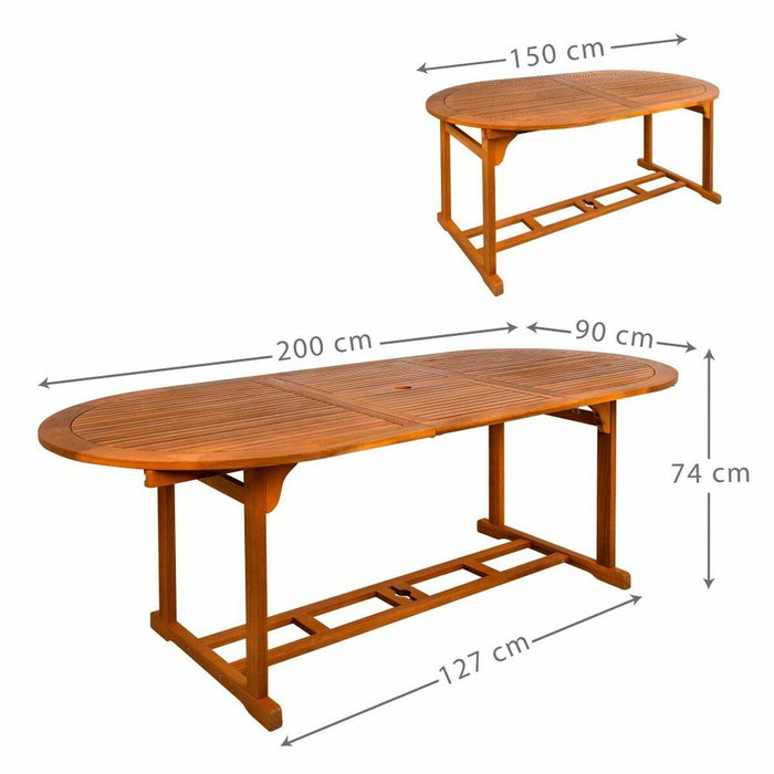 Table extensible Aktive Bois d'acacia Extensible Ovale 200 x 100 x 74 cm Table extensible Aktive Bois d'acacia Extensible Ovale 200 x 100 x 74 cm