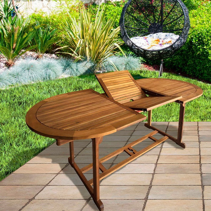 Table extensible Aktive Bois d'acacia Extensible Ovale 200 x 100 x 74 cm