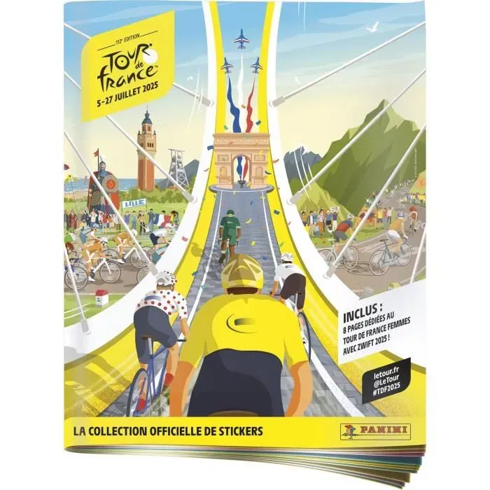 Panini - Pack de démarrage Tour de France 2025 - Album officiel de 72 pages avec 4 pochettes et 20 stickers