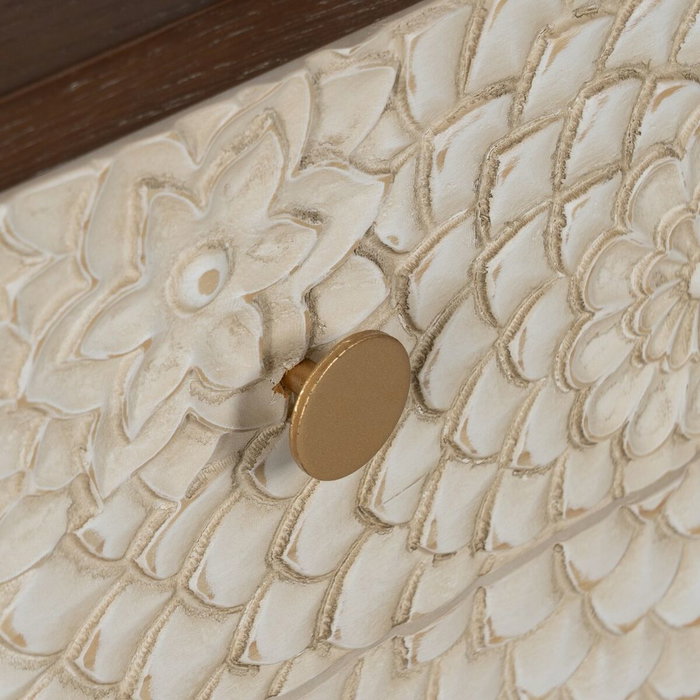 Table de Nuit MANACOR Blanc Marron Table de Nuit MANACOR Blanc Marron