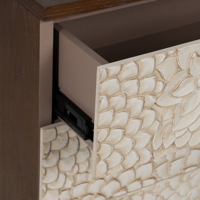 Table de Nuit MANACOR Blanc Marron Table de Nuit MANACOR Blanc Marron