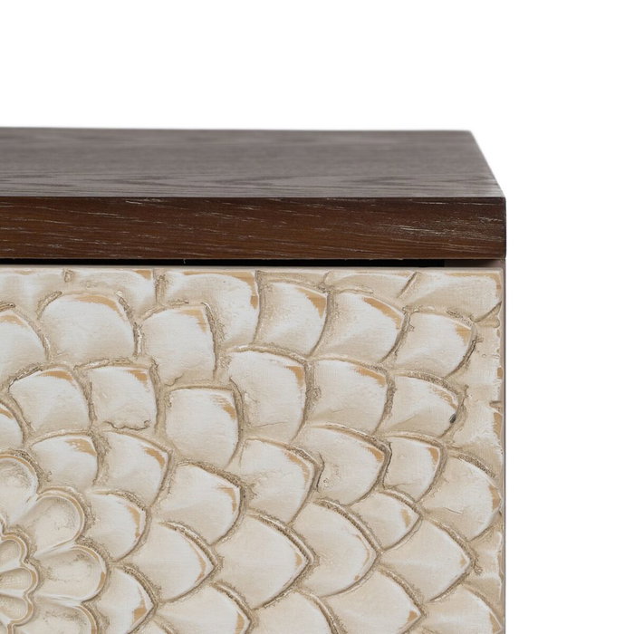 Table de Nuit MANACOR Blanc Marron Table de Nuit MANACOR Blanc Marron