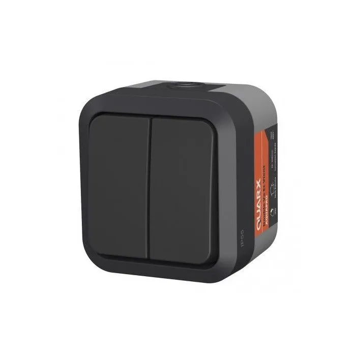 Quarx Aqua Pro - Double interrupteur extérieur étanche, 250V 10A, connexion rapide, pour jardin et terrasse