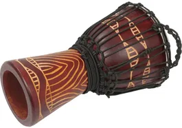 TANGA Djembe 14 pouces en bois rouge, style artisanal guinéen, hauteur 70.9 cm