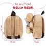 PERLETTI Mochila + Peluche Ours Belly 26cm, Sac à Dos avec Ours en Peluche, Dimensions 26x21x8 cm
