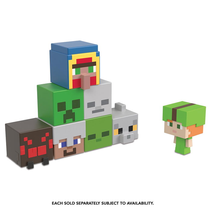 Mattel Minecraft Figuras Cabezas Minis Surtidas - Figurines Action Têtes Géantes à Assembler, Ensemble Assorti, Jeu de Construction, 6 ans et plus