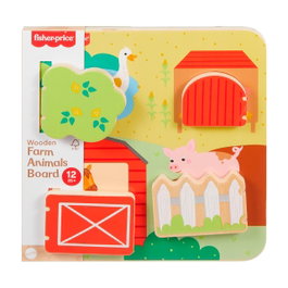 Fisher-Price Plateau d'activités en bois Animaux de la ferme