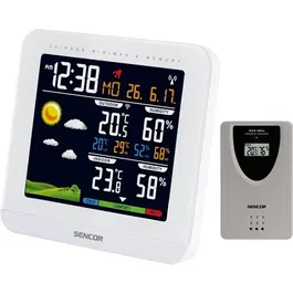 Sencor SWS 5600 - Station météo sans fil avec capteur extérieur, intérieur/extérieur, DCF77, LCD couleur