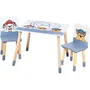 ROBA Set Table et 2 Chaises Enfant Pat'Patrouille - Blanc, Ciel, Naturel - MDF et Pieds en Bois Massif - Pour Enfants de 18 Mois à 10 Ans
