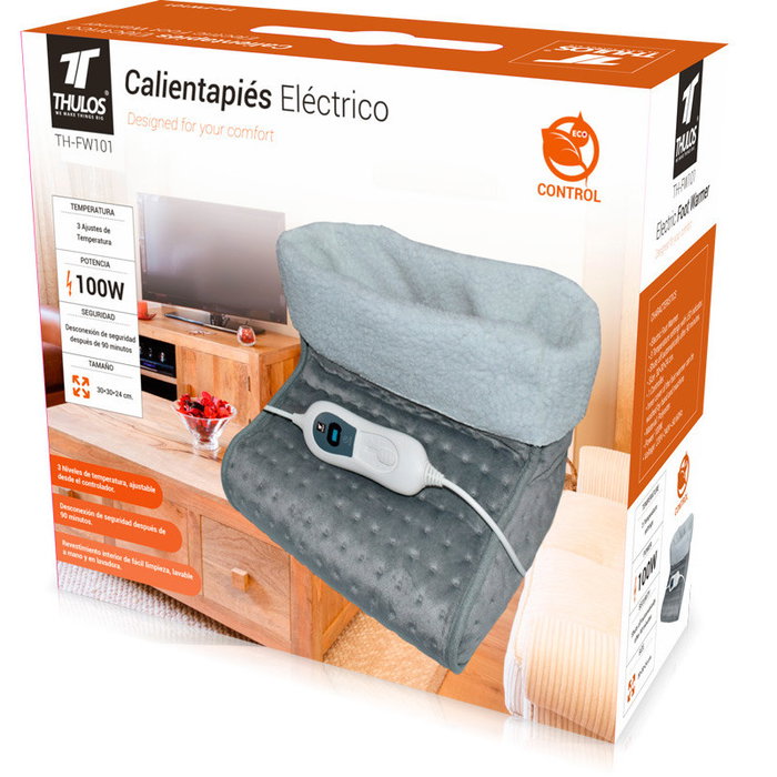 Thulos Th-Fw101 Calientapiés Électrique 100 W 3 Niveaux de Température