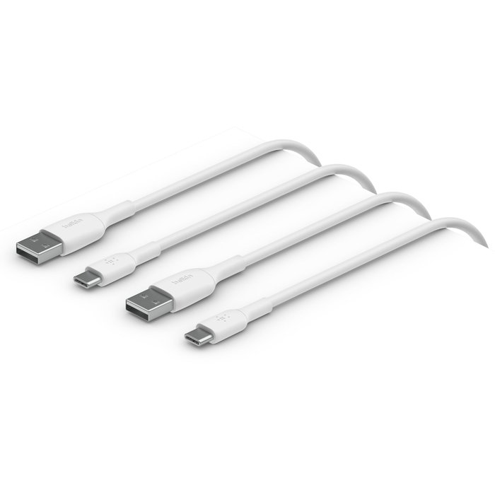 Belkin Pack de 2 câbles BoostCharge USB-C vers USB-A, 1m, blanc Belkin Pack de 2 câbles BoostCharge USB-C vers USB-A, 1m, blanc