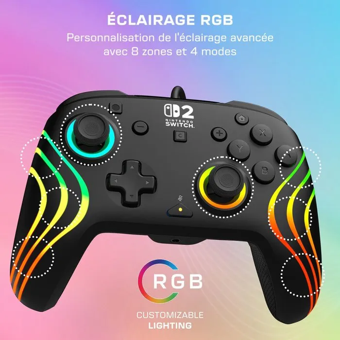 Turtle Beach Afterglow Wave - Manette Gaming Filaire RGB - Nintendo Switch 2 - Noir Turtle Beach Afterglow Wave - Manette Gaming Filaire RGB - Nintendo Switch 2 - Noir