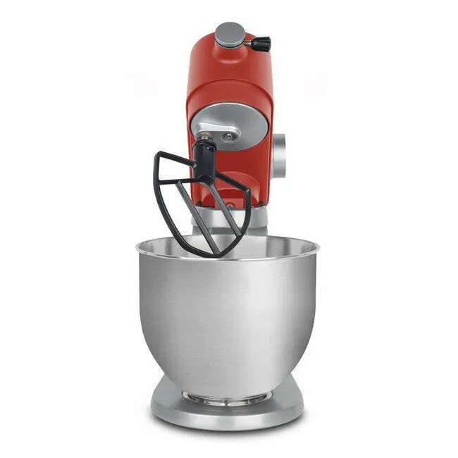 H.Koenig Robot pâtissier KM124 - 5L, 800 W, 8 vitesses - Rouge mat et argent - Accessoires inclus